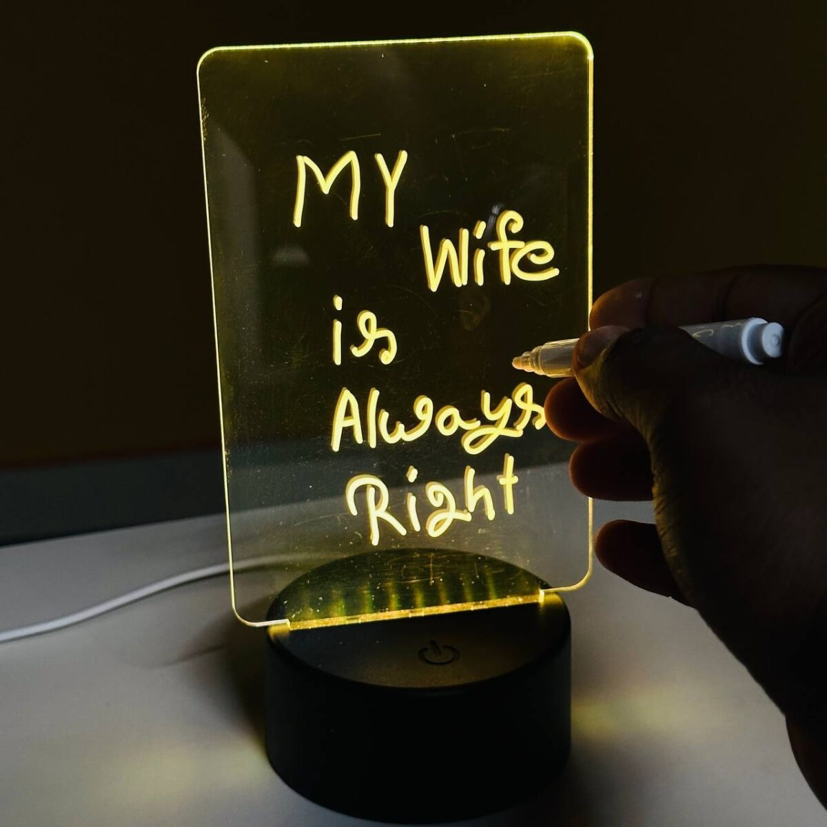 GearUP Acrylic Multicolor Night Lamp with Writable Board and Eraser Pen – Black - Image 1
