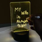 GearUP Acrylic Multicolor Night Lamp with Writable Board and Eraser Pen – Black